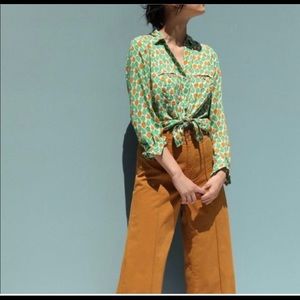Anthropologie- 52 conversations pest button down size 4